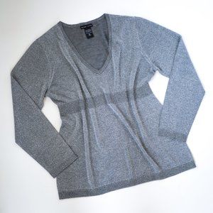 New York & Co. Silver Shimmer V-Neck Sweater XL